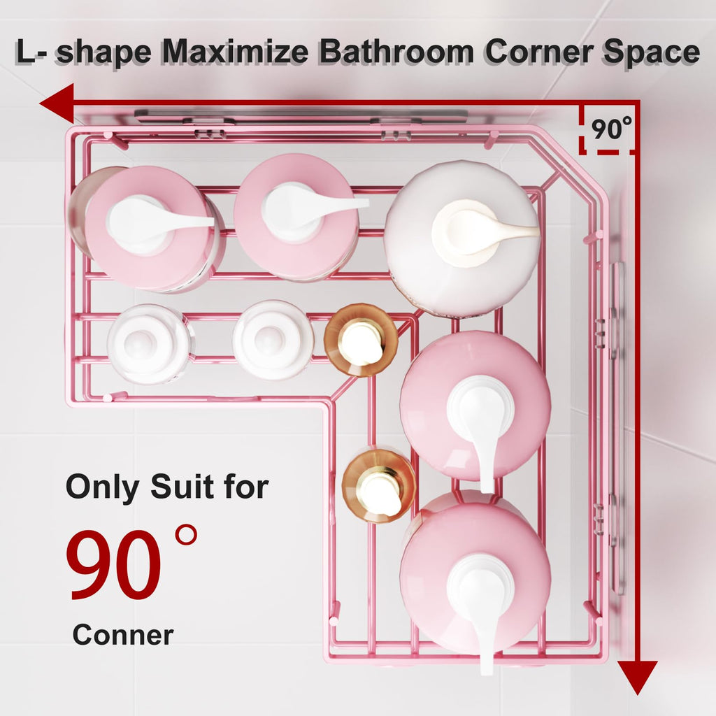 Liuoud Corner Shower Caddy 5 Pack, Rustproof Stainless Steel Shower Organizer with Soap Rack Toothbrush Holder, Large Capacity Adhesive No Drilling Bathroom Storage Decor Set, Black